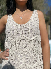 Antique Cream Multi Pattern Crochet Dress Oakley