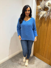 Blue V Neck Knit Hallie