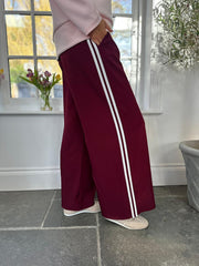 Wine Side Stripe Pull on Trousers Jenna