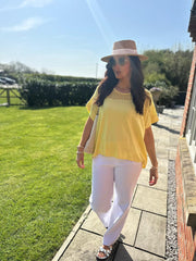Lemon Mesh Panel Knit Top Caroline