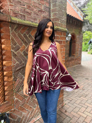 Wine Abstract Swirl Vest Isabella