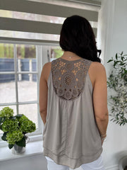 Mocha Crochet Detail Vest Moira