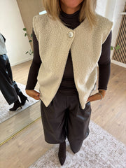 Stone Boucle Button Waistcoat Rachel