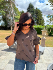 Chocolate Polka Dot Top Amber