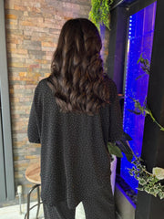 Black Sparkle Diamante Zip Top Cassie