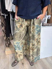 Sage Shimmer Floral Trousers Adele