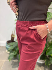 Wine Frill Pocket Trousers Sasha