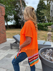 Orange Striped Hem Loose Knit Jenna
