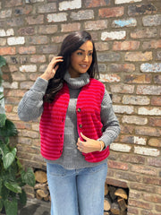 Lipstick & Red Stripe Fleece Gilet