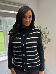 Black Stripe Knitted Waistcoat Emily