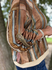 Mocha Striped Shimmer Jacket Fern