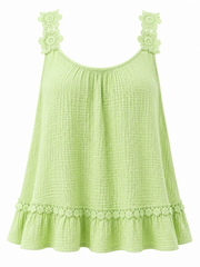 Lime Bubble Cotton Crochet Strap Vest Penny