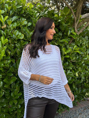 White Asymmetric Loose Knit Melody