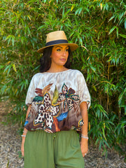 Chocolate Leopard Floral Top Sasha