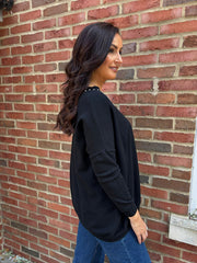 Black Diamante V Neck Knit Tori