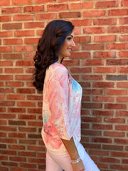 Peach Paisley Floral Knit June