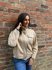 Stone Faux Suede Jacket Shana