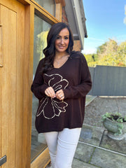 Chocolate Flower Knit Alissa