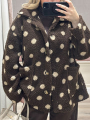 Chocolate Polka Dot Fleece Jacket Kiera