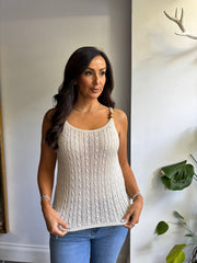Stone Beaded Strap Knit Vest Belle