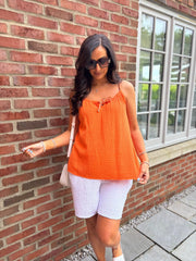 Orange Bubble Cotton Tie Detail Vest Miley