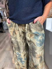 Sage Shimmer Floral Trousers Adele