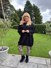 Black Distressed Hooded Sweatshirt Maya