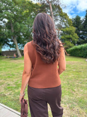 Tan Buttoned Knit Waistcoat Kerry