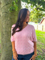 Pink Soft Cable Knit Tammy