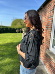 Black Lace Detail Jacket Saylor