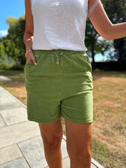Olive Towelling Shorts Natasha