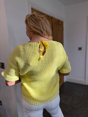 Lemon Ruffle Short Sleeve Knit Tasha
