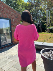 Lipstick Pink Fine Knit Dress Orla