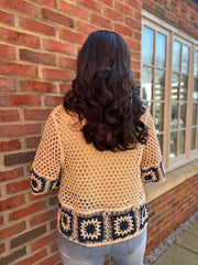 Navy Patchwork loose Knit Shirt Perrie