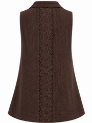 Chocolate Sleeveless Bubble Cotton Top Jean