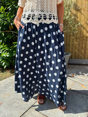Navy Polka Dot Skirt Amy