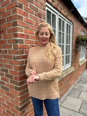 Camel Cable Knit Jumper Emilia