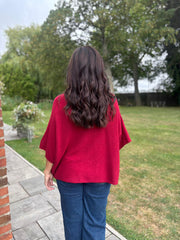 Wine V-Neck Reverse Seam Knit Diana