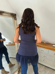 Navy Lace Mesh Hem Slip Rhianna