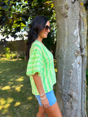 Lemon Puff Sleeve Striped Top Erin