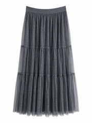 Charcoal Tiered Mesh Tulle Skirt