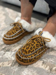 Natural Leopard Faux Fur Talia Mules