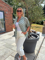 Sage Polka Dot Blouse Kathy