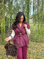 Wine Cream Quilted Gilet Hollie