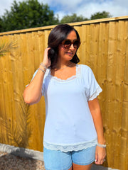 White Lace Trim Tee Carla