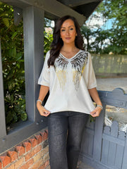 Winter White Gold Angel Wings Knit Florence