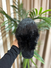 Black Fluffy Mule Slippers