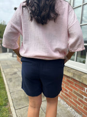 Navy Bubble Cotton Shorts