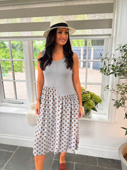 Grey Polka Dot Panel Dress Coraline