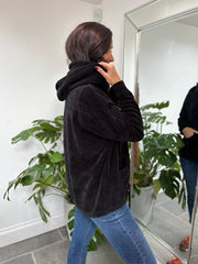 Black Chenille Zip Hoodie Mia